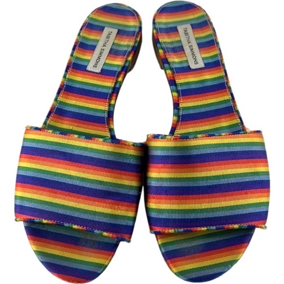TABITHA SIMMONS Sprinkles Rainbow Slides Size 37 (US 6.5/7) - Picture 2 of 11